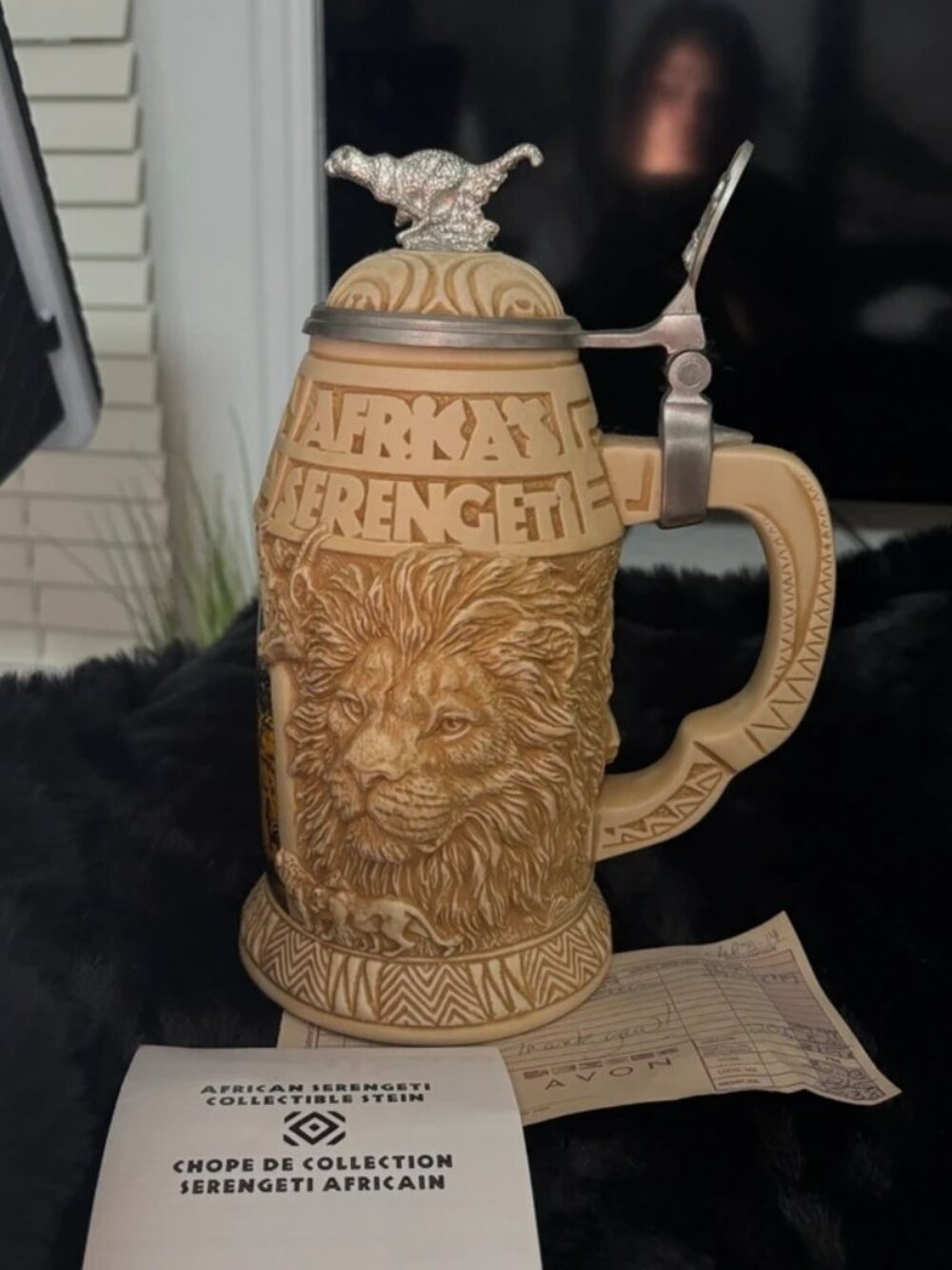 Vintage Avon 2005 "Africa's Serengeti" Lidded Collector's Ceramic Beer Stein